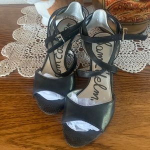 ▪️Sam Edelman black sandals w/straps & wedge heel